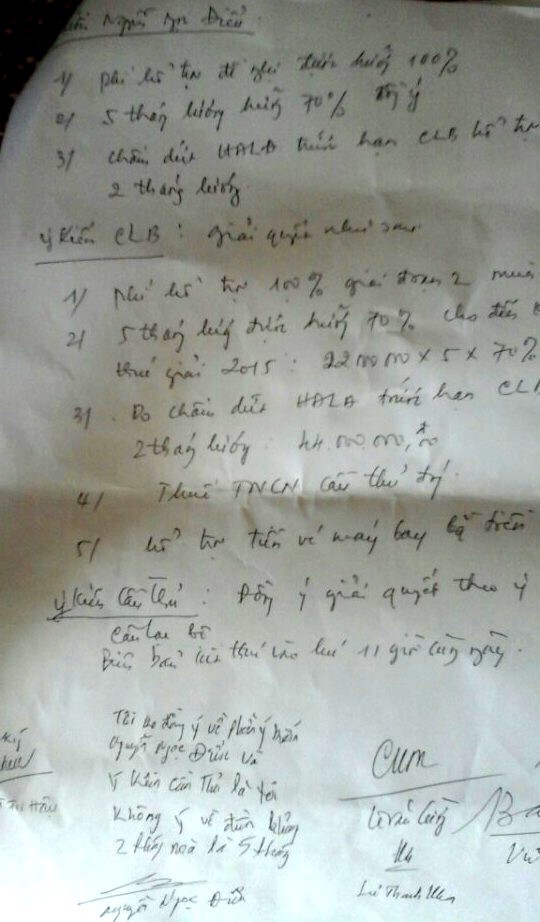 Bi&ecirc;n bản làm vi&ecirc;̣c CLB C&acirc;̀n Thơ ngày 10-11-2015