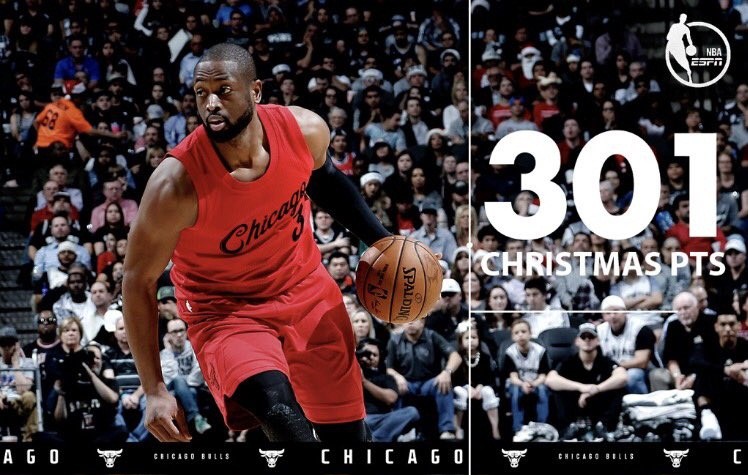 Wade là cầu thủ còn thi đấu ghi được nhiều điểm nhất (cùng James) ngày Giáng sinh Wade là cầu thủ còn thi đấu ghi được nhiều điểm nhất (cùng James) ngày Giáng sinh