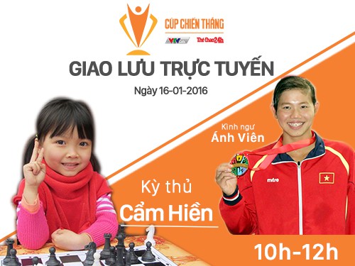 Siêu kình ngư Ánh Viên và kỳ thủ nhí Cẩm Hiền giao lưu trực tuyến với NHM