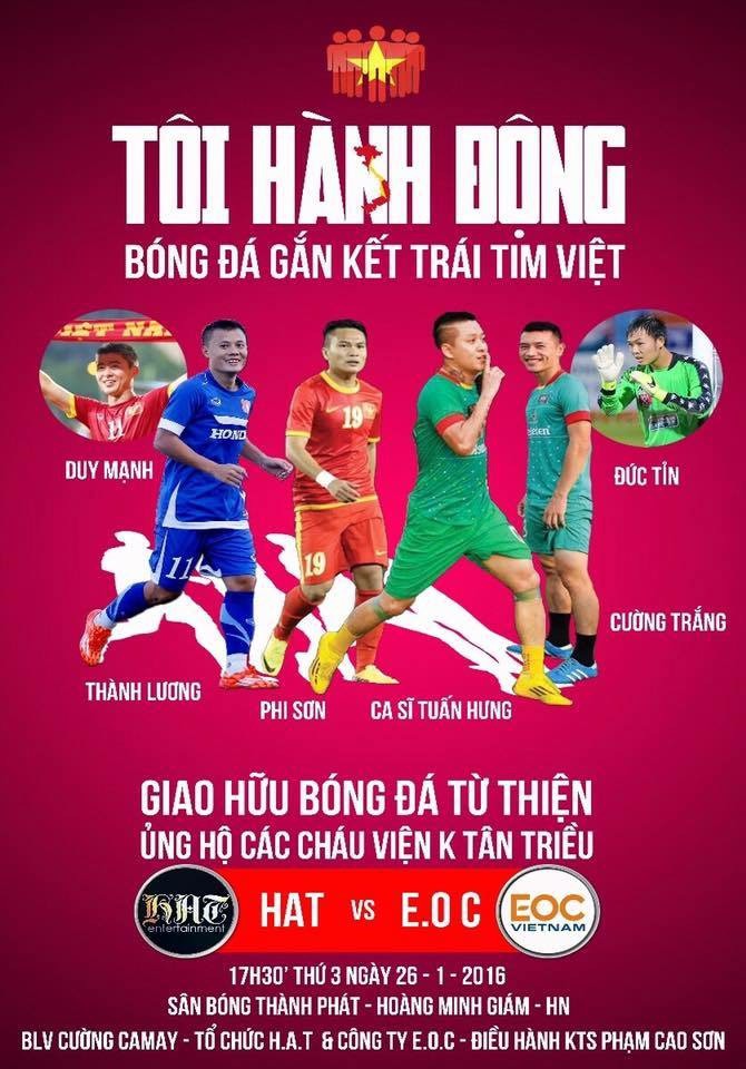 Thành Lương, Phi Sơn, Duy Mạnh sát cánh cùng Tuấn Hưng trong trận đấu từ thiện