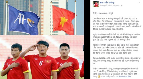Trung vệ U.23 VN lên dây cót tinh thần trước trận chia tay giải
