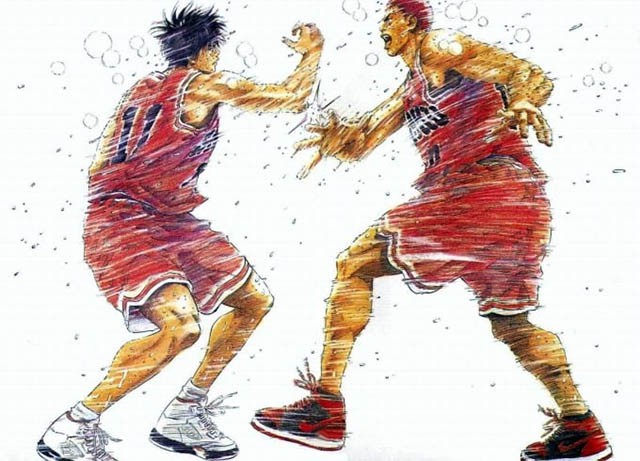 Air Jordan V của Rukawa v&agrave; Air Jordan I của Hanamichi.