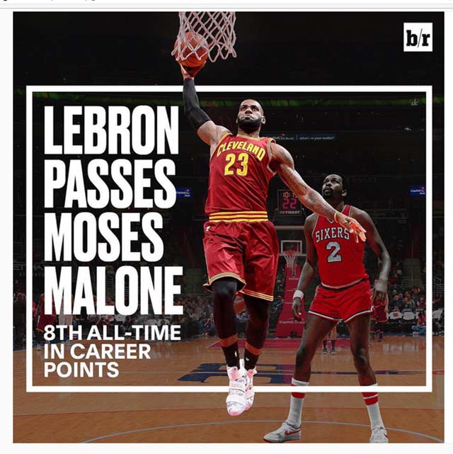 Với 34 điểm ghi được ở trận đấu này, LeBron James đã chính thức vượt qua Moses Malone để trở thành cầu thủ đứng thứ 8 trong danh sách những cây ghi điểm xuất sắc nhất lịch sử NBA. Với 34 điểm ghi được ở trận đấu này, LeBron James đã chính thức vượt qua Moses Malone để trở thành cầu thủ đứng thứ 8 trong danh sách những cây ghi điểm xuất sắc nhất lịch sử NBA.