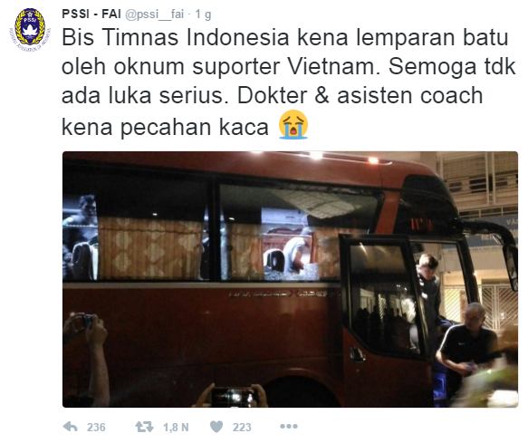 Twitter của LĐBĐ Indonesia đã xác nhận sự việc này. Twitter của LĐBĐ Indonesia đã xác nhận sự việc này.