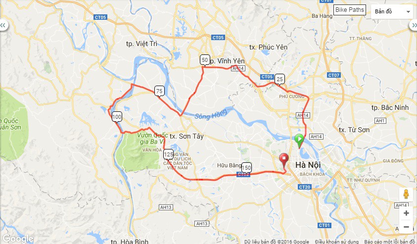 Hành trình cơ bản Hà Nội Grani Fondo 2016 Hành trình cơ bản Hà Nội Grani Fondo 2016
