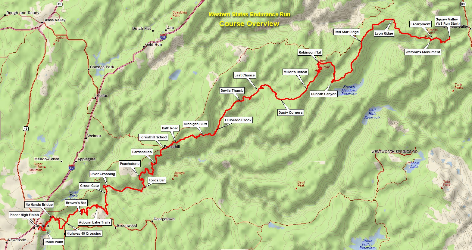 Sơ đồ đường chạy giải Western States 100