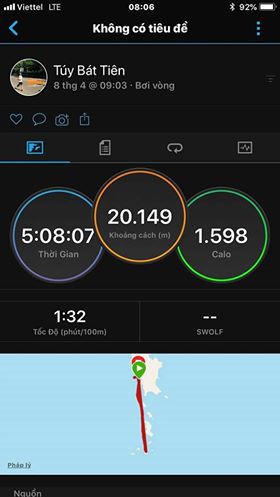 Tracklog bơi 20km của Ngọc Duy Tracklog bơi 20km của Ngọc Duy