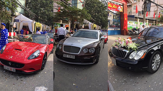 Dàn siêu xe trong đám cưới Hoa hậu Thu Ngân với Chủ tịch CLB FLC Thanh Hóa