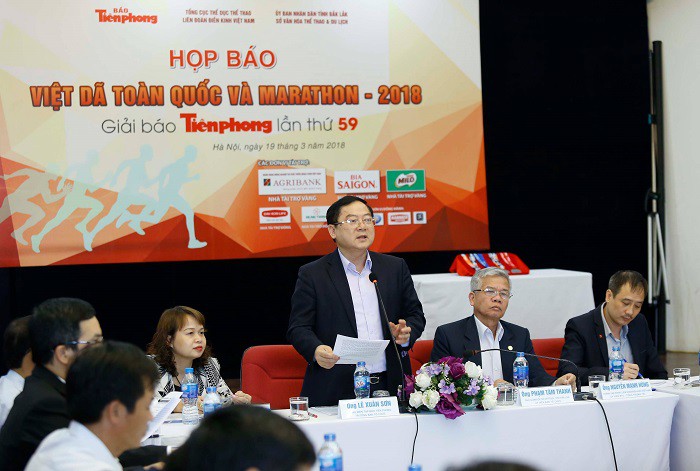 Họp b&aacute;o giải chạy việt d&atilde; to&agrave;n quốc v&agrave; marathon 2018 diễn ra v&agrave;o chiều nay (19/3).