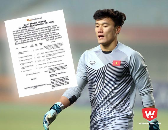 Tiến Dũng và bản báo giá quảng cáo là câu chuyện bên lề gây xôn xao sau khi U23 Việt Nam giành HCB U23 châu Á 2018. Ảnh: Trung Thu. Tiến Dũng và bản báo giá quảng cáo là câu chuyện bên lề gây xôn xao sau khi U23 Việt Nam giành HCB U23 châu Á 2018. Hình ảnh: Trung Thu.