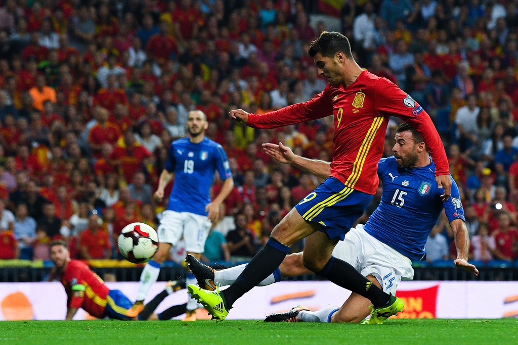 Morata vừa ghi 3 b&agrave;n cho ĐT T&acirc;y Ban Nha