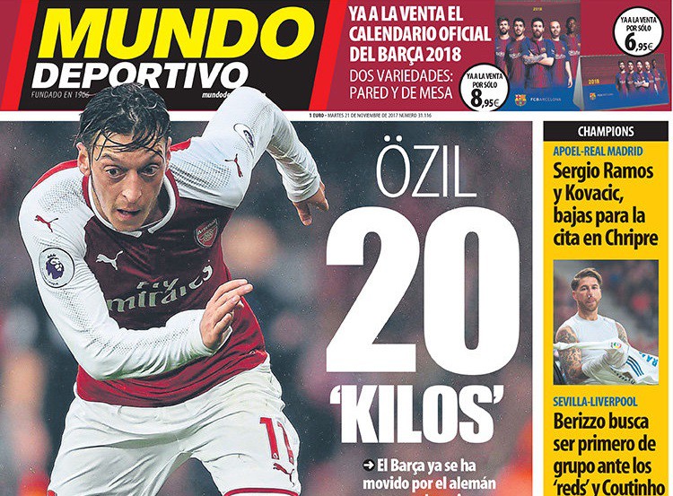 Tin bóng đá ngày 21/11: Barca đã biết giá Arsenal bán Oezil