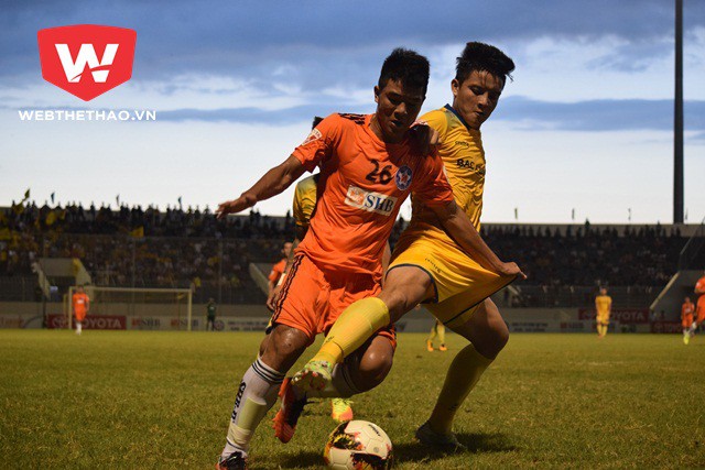 H&agrave; Đức Chinh kh&ocirc;ng thể hiện được nhiều ở trận gặp SLNA. Ảnh: Huy Kha