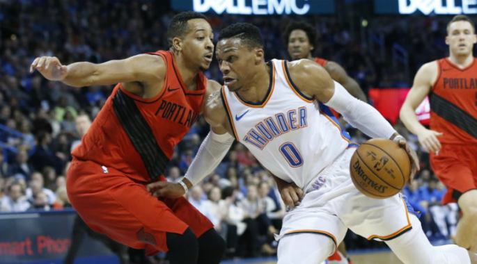 NBA 2017-18: CJ McCollum dẫn dắt Blazers đánh bại đội bóng của Westbrook