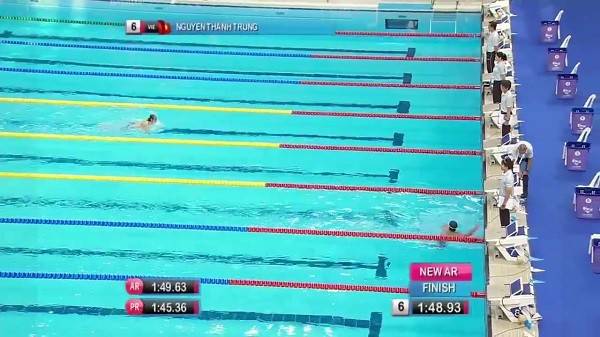 Nguyễn Thành Trung phá kỷ lục của chính mình ở nội dung 100m ếch