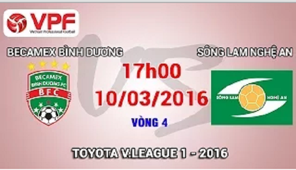 Trực tiếp vòng 4 V. League: B. Bình Dương vs Sông Lam Nghệ An
