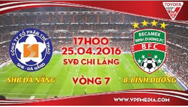 Trực tiếp vòng 7 V League: SHB Đà Nẵng vs B.Bình Dương
