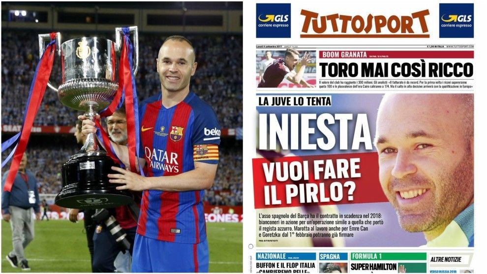 Iniesta có thể trở thành Pirlo mới của Juventus? Iniesta có thể trở thành Pirlo mới của Juventus?