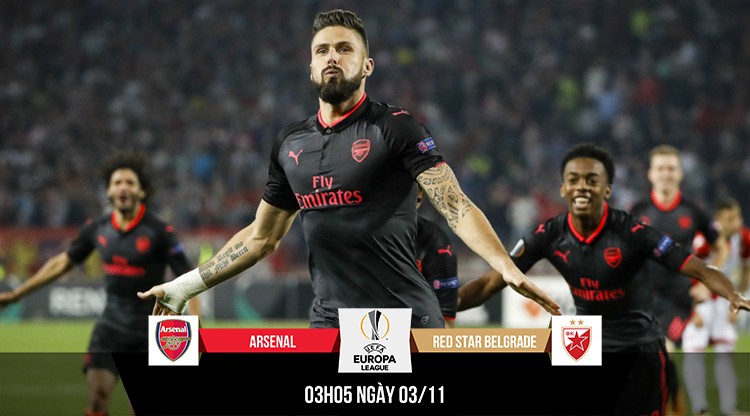 Link xem trực tiếp trận Arsenal - Red Star Belgrade