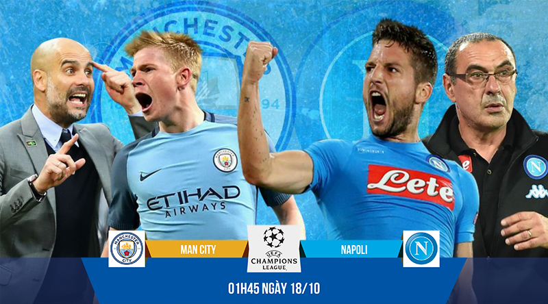 Link xem trực tiếp trận Man City - Napoli