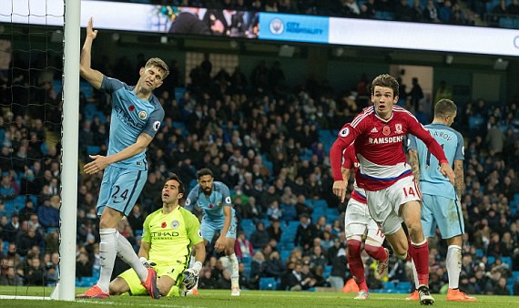 Man City 1-1 Middlesbrough: Cầm vàng lại để vàng rơi