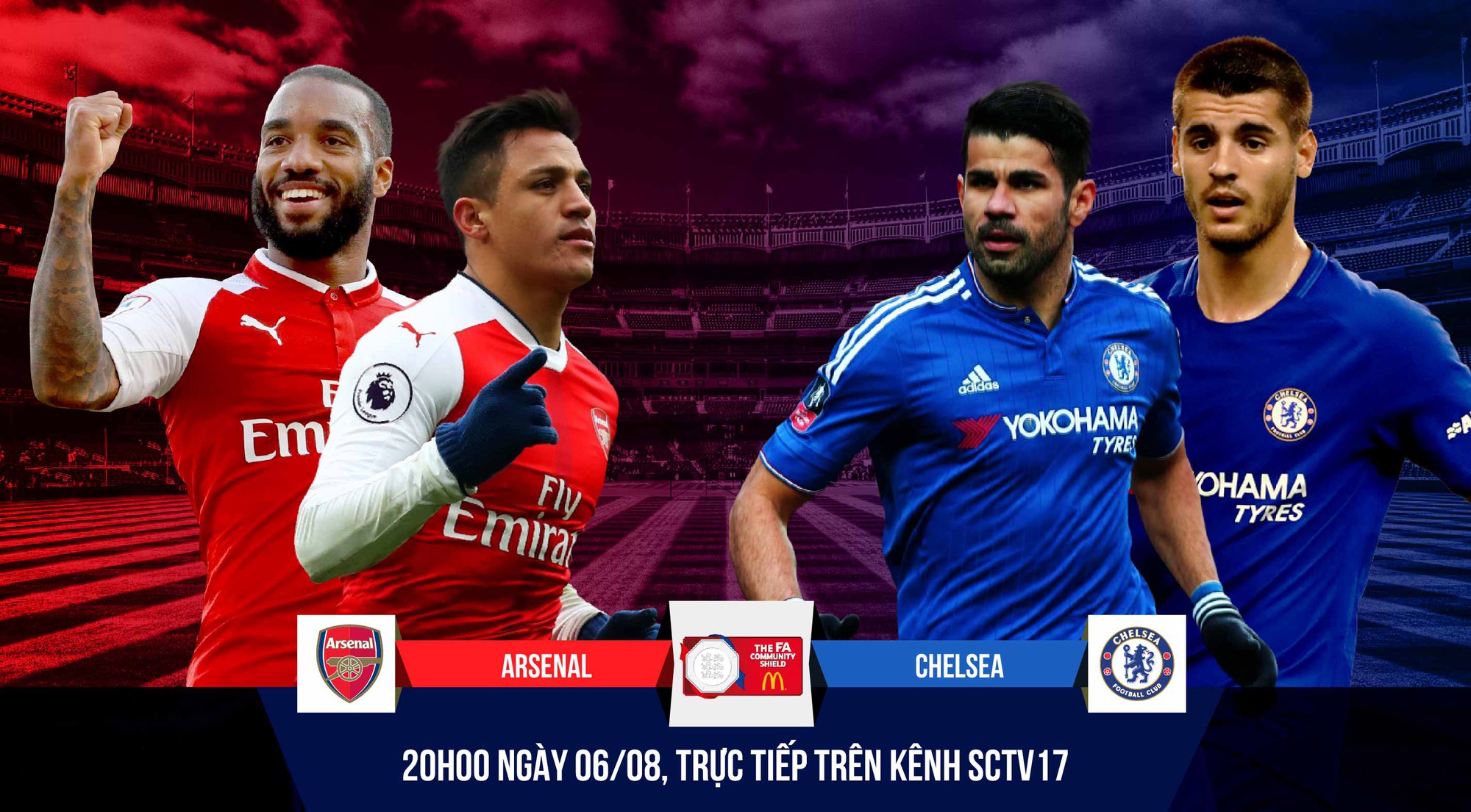 Arsenal và Chelsea "trình làng" hàng công mới ở Siêu Cúp Anh 2017