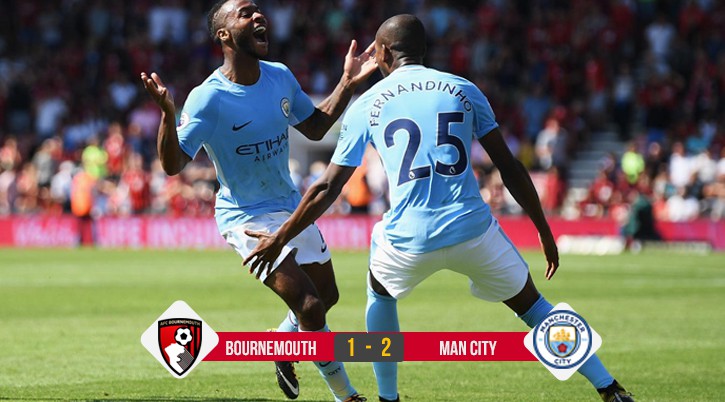 Sterling ghi bàn phút 90+7' giúp Man City thắng nhọc Bournemouth