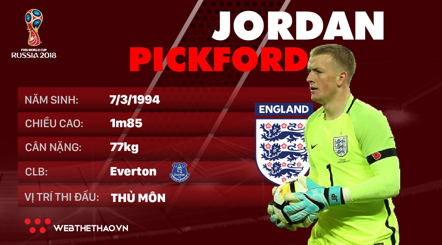 Thông tin cầu thủ Jordan Pickford của ĐT Anh dự World Cup 2018