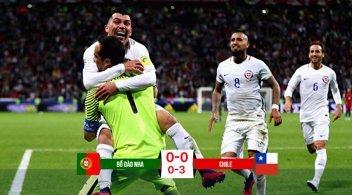 Video: Bravo đẩy 3 quả đá 11m, Chile hạ Bồ Đào Nha ở bán kết Confed Cup