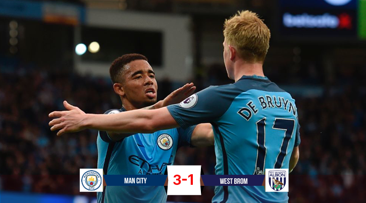 Video: Thắng dễ West Brom, Man City giành lại vị trí thứ 3
