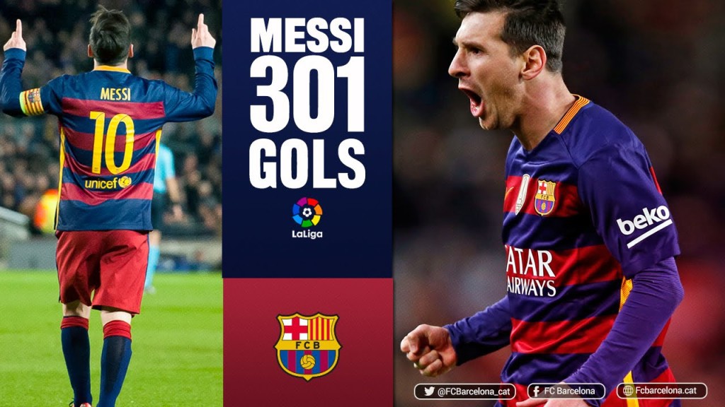 Barca chúc mừng Messi chạm mốc 301 bàn thắng tại La Liga