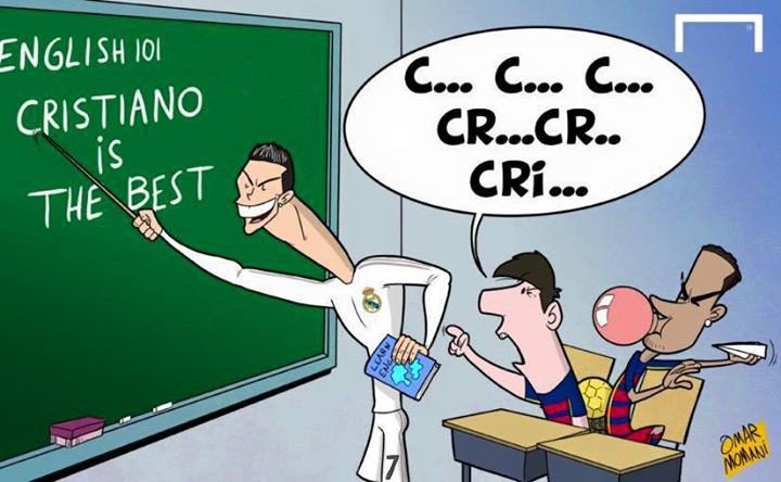 Ronaldo dạy tiếng anh cho Messi, Neymar