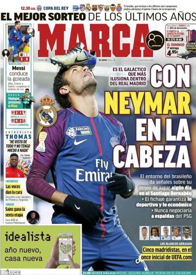 Marca đưa tin Real sẽ quyết chiêu mộ bằng được Neymar Hình ảnh: Marca đưa tin Real sẽ quyết chiêu mộ bằng được Neymar