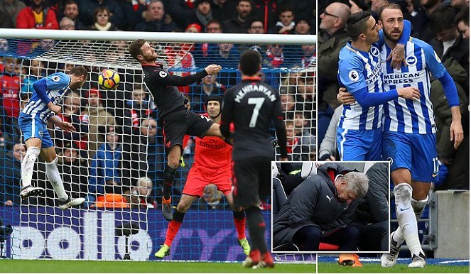 Arsenal tái lập kỷ lục buồn 16 năm, ghế của Wenger sắp đổ sau trận thua Brighton