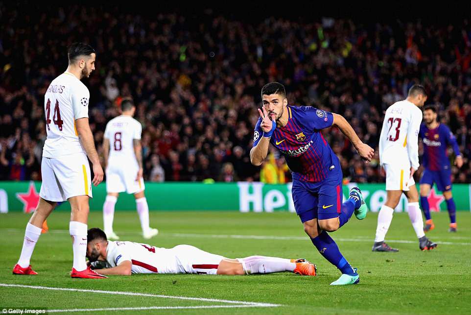 Suarez giải cơn khô hạn, Barca vùi dập Roma với tỷ số kinh hoàng