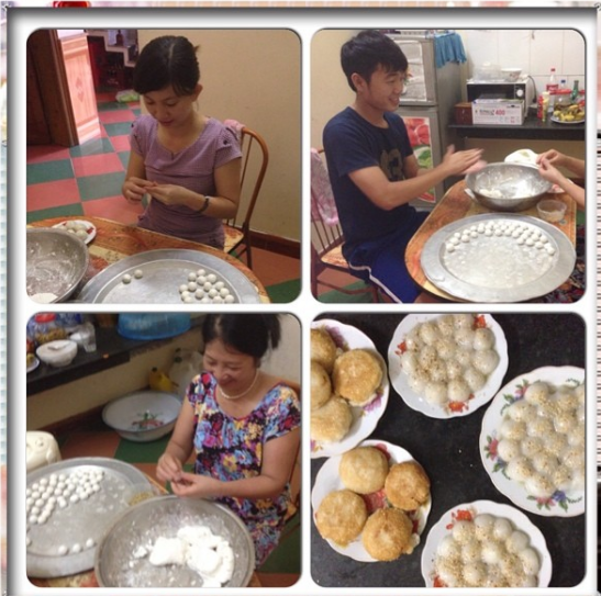 Xu&acirc;n Trường trổ t&agrave;i l&agrave;m b&aacute;nh r&aacute;n v&agrave; b&aacute;nh tr&ocirc;i c&ugrave;ng với mẹ v&agrave; chị g&aacute;i.