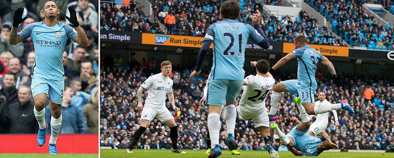 Video: Gabriel Jesus lập cú đúp, giúp Man City vượt qua Swansea