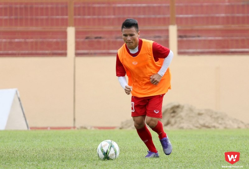 Quang Hải thường xuy&ecirc;n vắng mặt trong c&aacute;c trận đấu tập của U20 Việt Nam. Ảnh: Quang Thịnh.