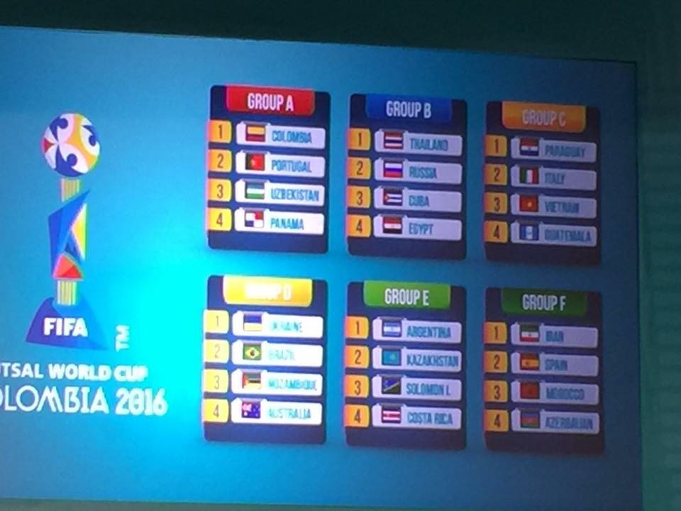 Việt Nam chung bảng với Italia, Paraguay và Guatemala ở VCK Futsal World Cup 2016