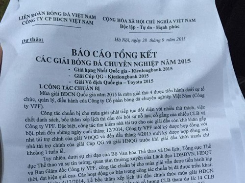 Báo cáo tổng kết V.League 2015: “Toàn nói hay, nói tốt”