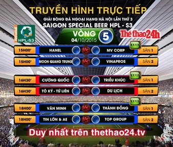 Truyền hình trực tiếp vòng 5 HPL-S3