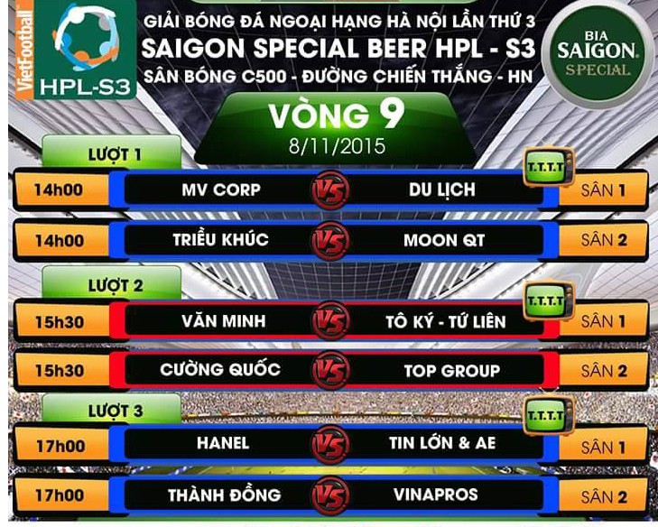 Truyền hình trực tiếp vòng 9 HPL-S3