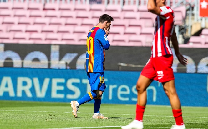 Messi bỏ lỡ siêu phẩm cho Barca trước Atletico Madrid