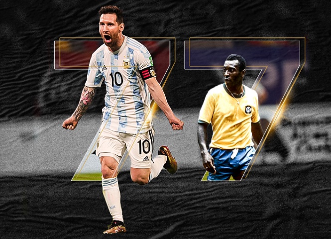 Messi san bằng kỷ lục bàn thắng của Pele với đội tuyển Messi san bằng kỷ lục bàn thắng của Pele với đội tuyển
