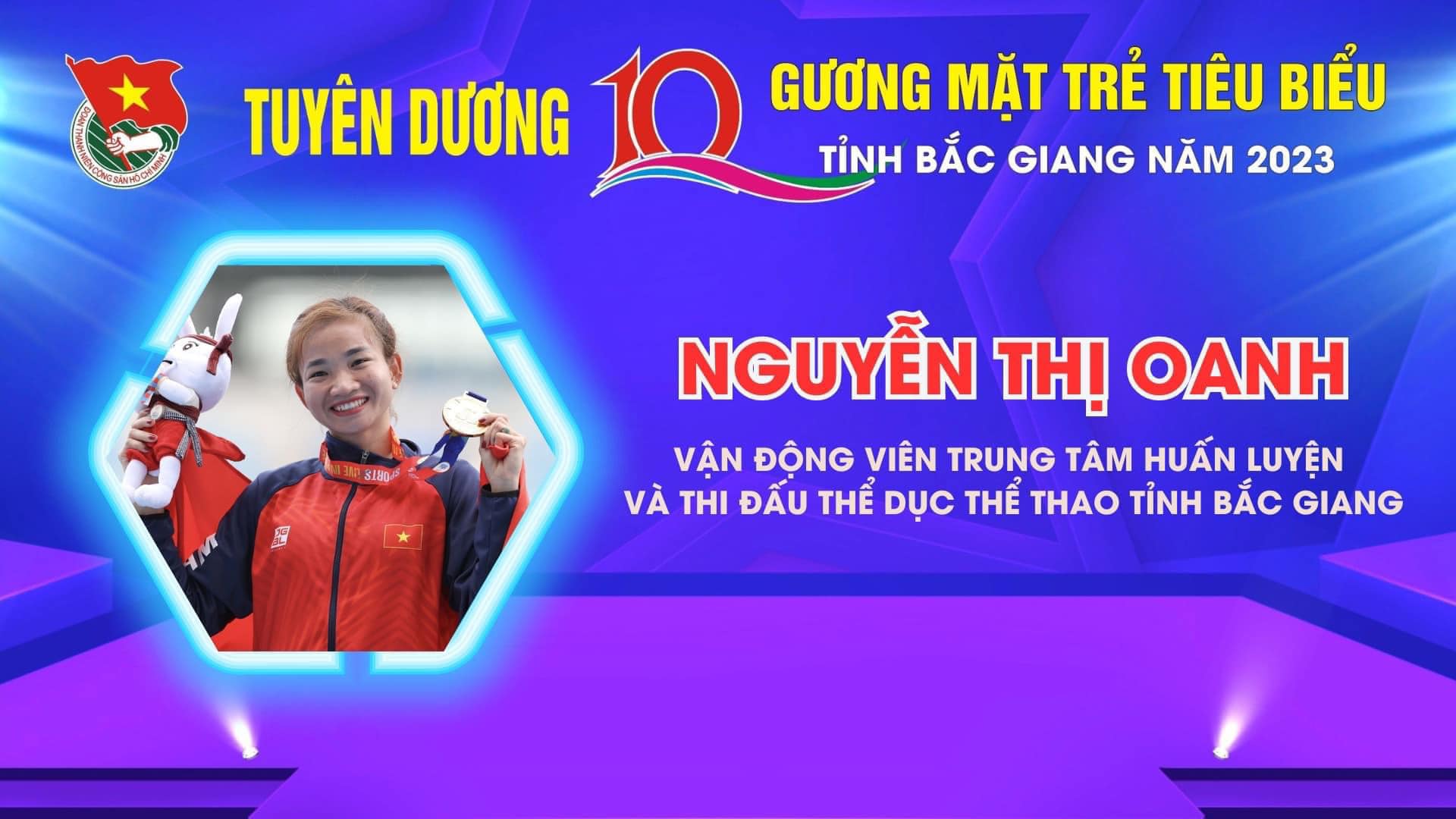 Nguyễn Thị Oanh lọt nhóm 10 Gương mặt trẻ tỉnh Bắc Giang tiêu biểu năm 2023
