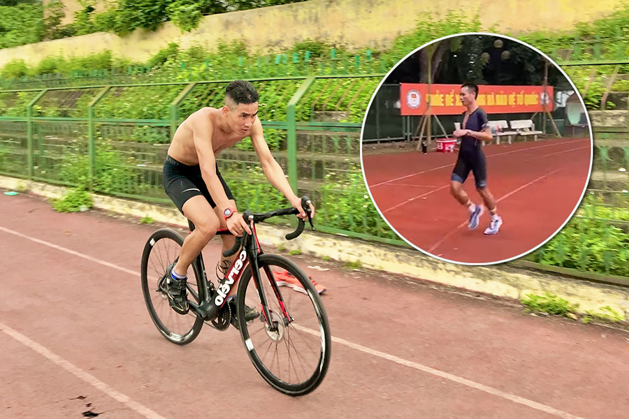 Đạp xe trên sân chạy chuẩn bị kiếm suất duathlon dự SEA Games 31