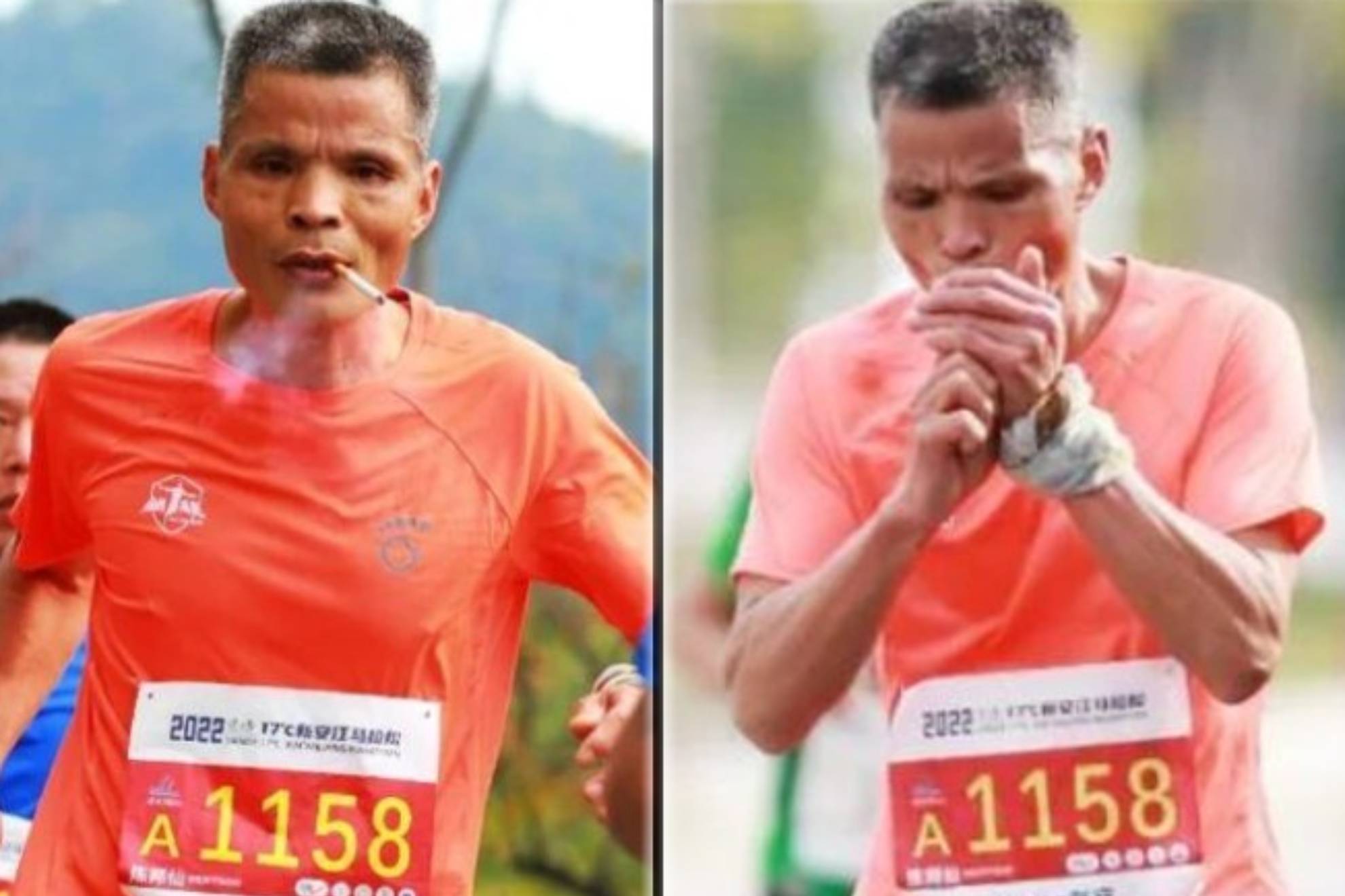 Ông chú vừa chạy marathon vừa hút thuốc nhận cái kết đắng trong ngày trở lại