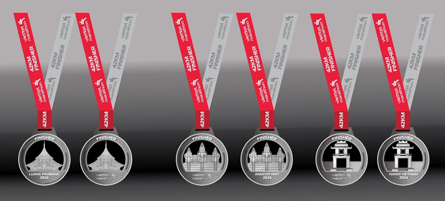 Viettel c&ocirc;ng bố mẫu &aacute;o, huy chương ho&agrave;n th&agrave;nh v&agrave; &yacute; nghĩa logo giải chạy Viettel Marathon 2024